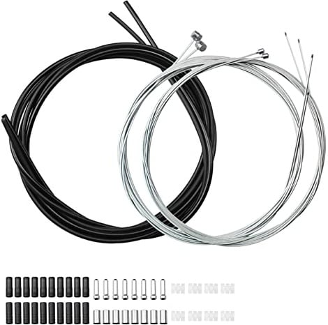 Hyakoz 2 Sätze Bowdenzug Universal Fahrrad Schaltzug Set, Hülle und Bremse mit Endhülse Endkappen/O-Ringe Donuts Bremsseil und Schaltseil, aus Polyvinylchlorid, Schwarz