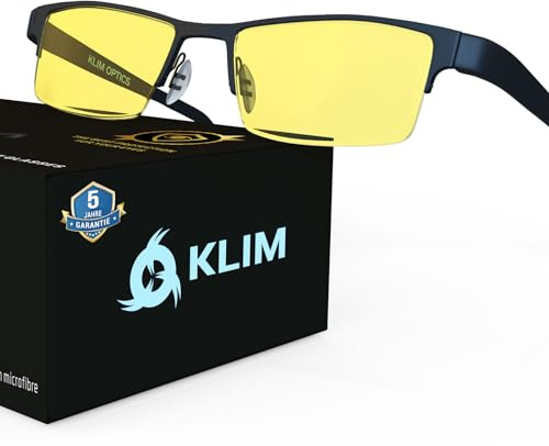 KLIM Optics - Blaulichtfilter Brille - NEU - Hoher Schutz - Gaming Brille für PC, Handy und Fernseher - Anti-Müdigkeit, Anti-Blaulicht, UV-Schutz