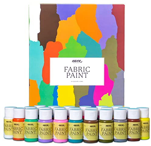 Nazca Colors Permanente und waschbare Stofffarbe - 24 Farbtöne je 30ml – Set Acryl Textilfarben ideal zum Bemalen von Kleidung, Schuhen, Taschen, Leder und anderen Stoffen – hochgradig deckende Farben
