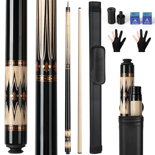 AKLOT Pool Queue, 58 Professioneller Billiard Köe Kanadisches Ahornholzqueue mit Billardqueue-Koffer 19 oz