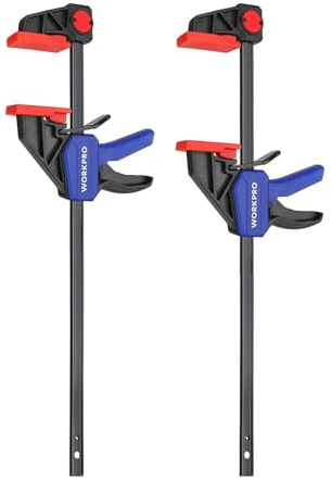 WORKPRO Einhandzwingen 2 Stück, Schraubzwingen Set Spannweite 305mm 2 in 1 zum Spannen Dehnen, Dehnbereich 440mm Spannkraft 68kg, für einfaches und stabiles Fixieren von Holz Möbel mit einer Hand