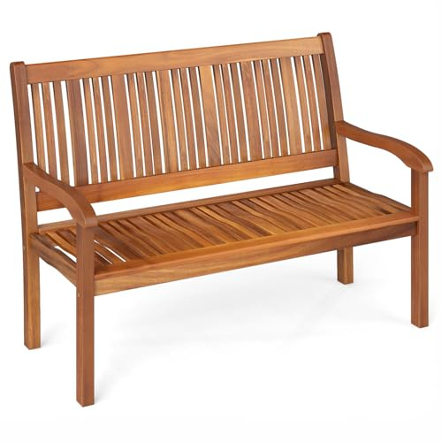 COSTWAY Gartenbank Holz, Holzbank wetterfest, FSC®-Zertifiziert | Sitzbank aus Akazienholz für 2-3 Sitzer, Balkonbank bis 320 kg belastbar, Parkbank für Terrasse, Balkon, Garten