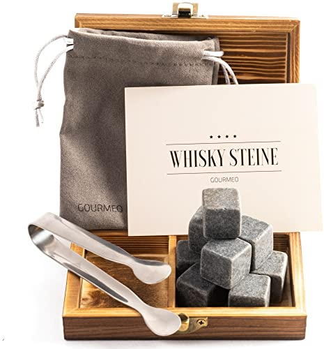 GOURMEO Whisky Steine aus natürlichen Speckstein I wiederverwendbare Eiswürfel, Whiskysteine, Whisky Stones, Kühlsteine, (9 Stück)