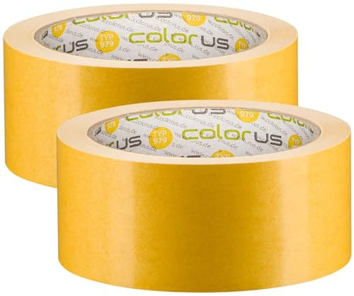 Colorus 2 x Profi Doppelseitiges Klebeband | Teppichklebeband doppelseitig 50 mm x 25 m | Teppich-Verlegeband Doppelklebeband | Hohe Klebekraft | Teppichband für glatte Untergründe