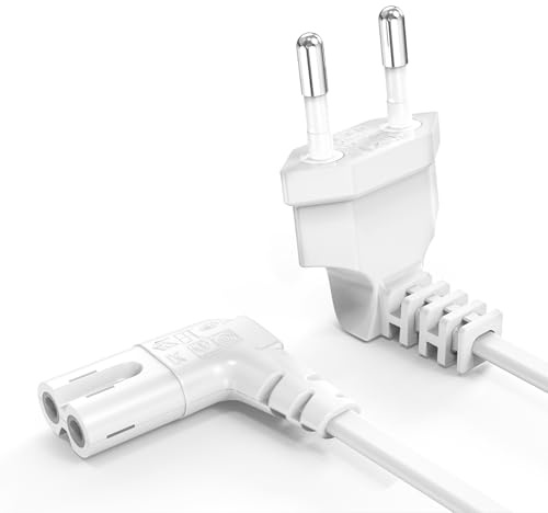 Ancable 5M Netzkabel Stromkabel 2 polig, C7 Kabel Eurostecker Stromkabel 90° Euro Netzkabel kompatibel mit Samsung LG Philips TV Spielkonsolen Xbox Laptop-Netzteile Kleingerätekabel - Weiß