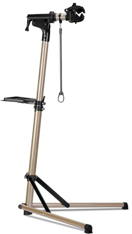 Urban Deco Fahrrad Montageständer Stabiler Reparaturständer aus Aluminiumlegierung, 50kg Kapazität, Höhenverstellbar bis 160cm, 360° Drehbare Halterung, mit Werkzeugablage (Gold)