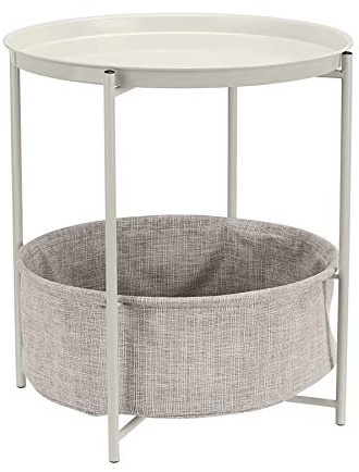 Amazon Basics Beistelltisch, rund, mit Aufbewahrungslösung, Leichte Creme Heidekraut Beistelltisch 44.96 x 44.96 x 48.0 cm