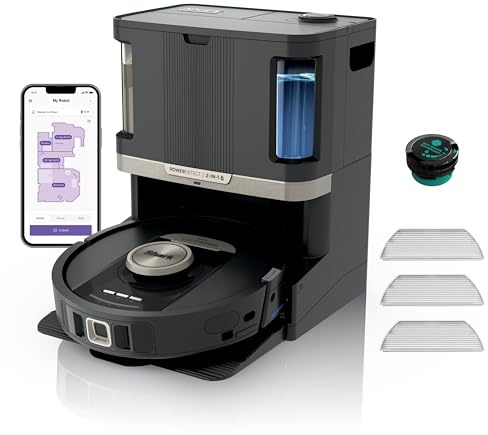 Shark PowerDetect 2-in-1 Saugroboter & Wischroboter, NeverTouch Pro 60-Tage-Selbstentleerung, selbständiges Nachfüllen & Reinigen, 3D-/ LiDAR-Navigation, NeverStuck, App-Steuerung, Schwarz RV2800ZEEU