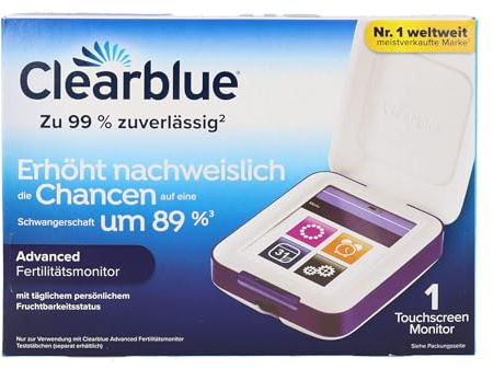 Clearblue Kinderwunsch Fertilitätsmonitor, Ovulationstest / Fruchtbarkeitstest für Frauen, 1 Touchscreen-Monitor, Zykluscomputer Eisprung, 89 Prozent erhöhte Chance schwanger zu werden