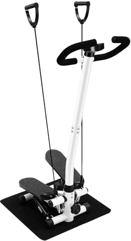 KANBCNG Fitness Stepper Übung Stepping Machine mit Lenker & Display Up-Down Swing Stepper Hometrainer Fitnessgeräte Bein/Arm Trainer Widerstandsfähigkeit 150kg Höhenverstellbar Trainingseinheit