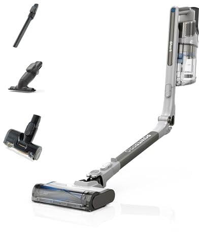 Shark PowerPro Akku-Staubsauger freistehend, bis 50 Min. Laufzeit, kabellos, beutellos, für Tierhaare, Allergiker, Teppich und Hartböden, mit LED-Licht und Knickgelenk-Rohr, grau metallic, IZ380EUT