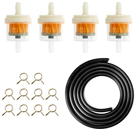 Benzinschlauch Kit, Motorrad Benzinfilter Mofa, Kraftstofffilter Diesel | 2M Inkl Kraftstoffleitung + 4 Stück 5mm Benzinfilter + 10 Stück Schlauchschellen für PKW Auto Motorrad Roller