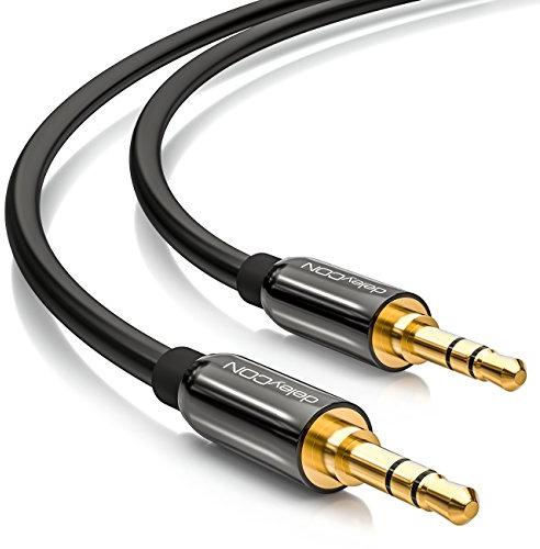 deleyCON 2m Klinkenkabel 3,5mm AUX Stereo, Stecker gerade - Schwarz | Audio Kabel für PC, Laptop, Handy, Smartphone, Tablet, KFZ und HiFi-Receiver