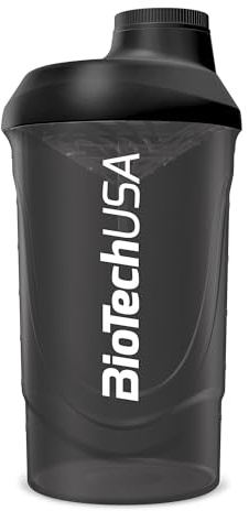 BioTechUSA Wave Shaker | Shakerflasche | 100% auslaufsicher | Verbessertes Mischen | Langlebig & sicher | Einfach zu benutzen & zu reinigen, 600 ml, Schwarz