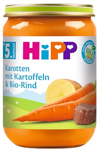 HiPP Karotten mit Kartoffeln und Bio-Rind, 6er Pack (6 x 190 g)