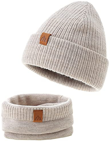 AHAHA Baby Beanie Kinder Jungen Stricken Wintermütze Jungen Warm Mütze und Schal Kinder
