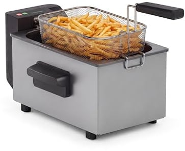 Tristar Edelstahl-Fritteuse, 3L Kapazität, Temperaturregelung bis 190°C, Kaltzone, Spülmaschinengeeignete Teile, Cool-Touch-Gehäuse, Einfach zu Reinigen, FR-9326