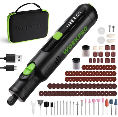 WORKPRO 7,2 V Kabellos Drehwerkzeug Set, Multifunktionswerkzeug mit 117 Zubehörteilen, mit 6 einstellbaren Geschwindigkeiten, Aufbewahrungstasche, ideal zum Schneiden, Schleifen