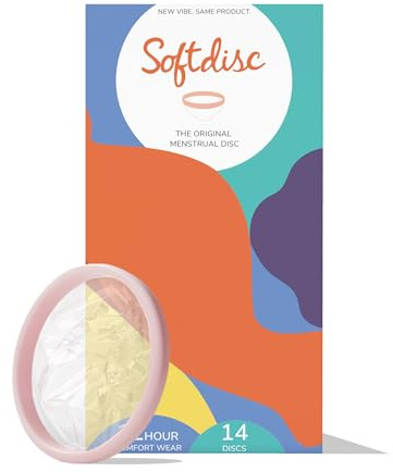 Softdisc Menstrual Discs | Einweg-Periodenscheiben | Alternative zu Tampon, Binde oder Tasse | Fassungsvermögen von 5 Super-Tampons | 14 Stück