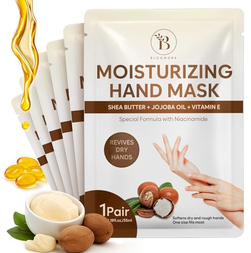 Handmaske für Trockene Hände mit Sheabutter 6 Paar | Mit Jojobaöl und Vitamin E ideal als kleine Auszeit zwischendurch