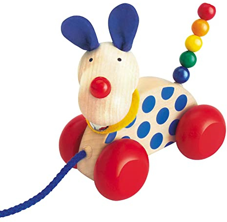 Selecta 62026 Nico, Nachzieh Hund, Schiebe-und Nachziehspielzeug, 1 Jahr to 3 Jahre, aus Holz, 12 cm