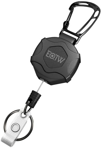 EOTW Ausziehbar Schlüsselanhänger, ID-Ausweisrolle mit 70cm Einziehbarer Stahlseil, Karabinerhaken Schlüsselring für Kartenhalter, Gürtelclip und Schlüssel