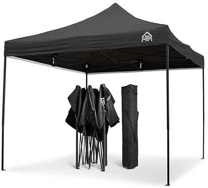 All Seasons Gazebos | 3x3m Pop Up Faltpavillon mit Zubehörpaket | Schwerlast, vollständig wasserdicht, hochwertige Materialien (Schwarz)