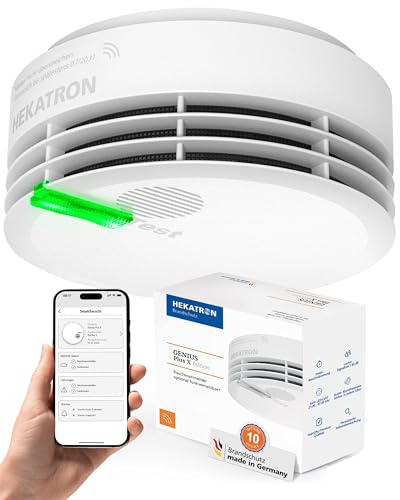 Hekatron Genius Plus X – Rauchmelder 10 Jahre Batterie – 1 Stück | optional Funk vernetzbar – Testsieger Stiftung Warentest – made in Germany – Funkrauchmelder – mehrsprachig