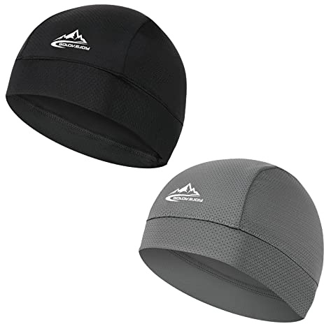 TAGVO 2 Packs Feuchtigkeitstran sportierende Schädelmütze Mütze, Sommer UV-Schutz Laufhut Helmfutter unter Helmhüten,Funktionsmütze | Wandermütze | Sportmütze | Fahrradmütze | Outdoor Mütze