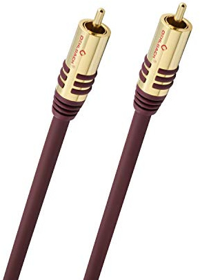 OEHLBACH NF Sub Cinch Subwoofer-Kabel OFC 3m Bordeaux | Für Aktiv-Subwoofer & AV-Receiver | 2-fach geschirmt, störungsfrei | 24 Karat vergoldete Stecker
