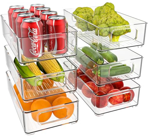 Diwoker Kühlschrank Organizer Stapelbar, Aufbewahrungsbox Küche Organizer, Speisekammer Vorratsbehälter Durchsichtig Behälter für Kühlschrank, Küchen, Schränke