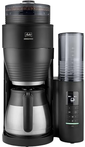 Melitta AromaFresh Therm Pro X – Filterkaffeemaschine mit integriertem Mahlwerk, entnehmbarem Wassertank, Edelstahl-Thermkanne und Timer-Funktion, für bis zu 8 Tassen Kaffee, in Schwarz/silber