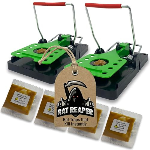 Rat Reaper XL Rattenfallen 2er-Pack – Robuste mechanische Fallen mit lebensmittelbasiertem Köderbeutel – Wiederverwendbar und einsatzberei