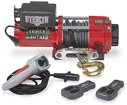 Stealth 3500lb 12v Kabellose Budget-Bergeseilwinde - Kraftvoller Wickelmotor - Vollstahl-Getriebe - Schwere Solenoid, Montageplatte, Drahtlose Fernbedienungen - Benutzerfreundlich - Synthetikseil