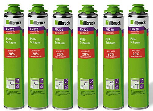 illbruck 6 x FM220 Montageschaum Pistolenschaum PUR Schaum 750ml Dose - 1K PUR Schaum zur Verfüllung, Dämmung und Isolierung der Fensteranschlussfugen sowie Füllung Anschlussfugen Türrahmen