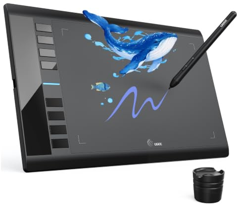 UGEE M708 grafiktablett für PC mit Stift, 10×6 Zoll, 8192 Druckstufen | Zeichentablett ohne Display mit 8 Tasten, 266RPS und Kompatibilität für Windows, Mac, Chrome OS und Linux