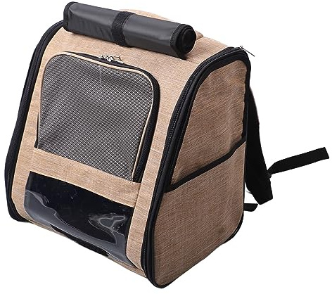 Yechiry Haustier-Tragerucksack, Leichter, Robuster Polyester-Katzentransporter mit Facettenreichem Netzfenster für Kleine Hunde, Ergonomisches Design, Hellrosa-grau (Mittel)
