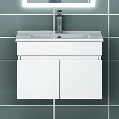 Badezimmer Badmöbel 60 cm Waschtisch mit Unterschrank Hängeschrank Weiß