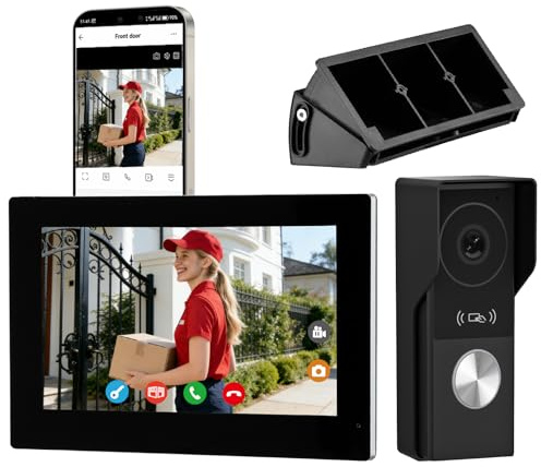 Honmidatek WiFi 2-Draht Video-Türklingel Kamera mit Monitor KW06-IP7 | Vollmetall-1080P-Kamera, Videoaufzeichnung, Zwei-Wege-Audio, Gegensprechanlage mit Türöffner für Smart Home