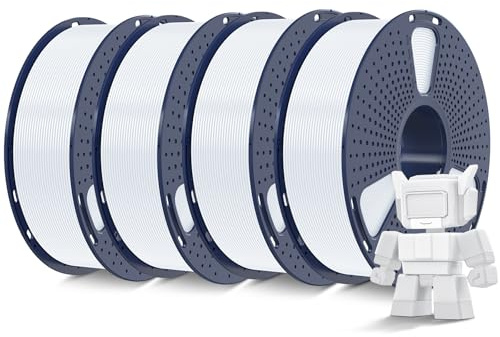SUNLU 4KG Hohe Geschwindigkeit PLA Filament 1.75mm, 3D Drucker PLA Filament mit Hoher Fließfähigkeit, Entwickelt für Schnelles 3D Drucken, Rapid HS-PLA 4-Pack, Weiß*4