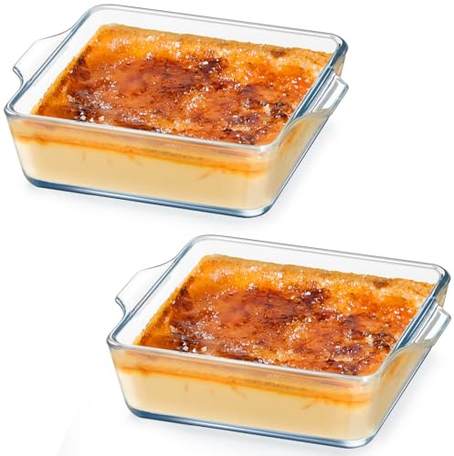 NUTRIUPS Set von 2 Mini Borosilikatglas-Auflaufformen, 0.4L 12x15x4cm für 1 Person (Single Serving), Ofen- & Mikrowellenfest, Gefriersafe & Geschirrspülerresisten