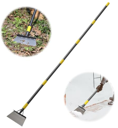 Harrms Reinigungsschaufel, Multifunktionaler Gartenkratzer Hochbelastbar, Moosentferner mit Verstellbarem Langstiel 163 cm, Breiter Klinge für Unkraut, EIS, Schabearbeiten