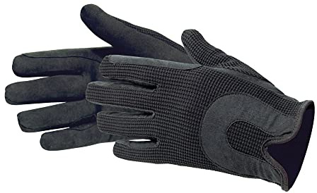 Pfiff 011467 Reithandschuh Kunstleder Stoffrücken, Damen Herren, schwarz L