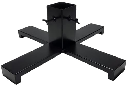 ProfiPVC Universal Metallständer 50x50 cm mit 80x80 mm Aufnahme Standfuß für Weihnachtsbaum Sonnenschirm Fahnenmast Dekorationen Werbedisplays 4 Fixierschrauben Stahl Pulverbeschichtet Schwarz