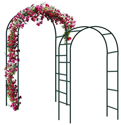 Forever Speed Rosenbogen Torbogen Garten Rankgitter Rosenhilfe aus Pulverbeschichtetem Stahl, Garten Decoration und Verzierung Kletterer wetterfest 240 x 140 x 38 cm/Grün（2 Stück）