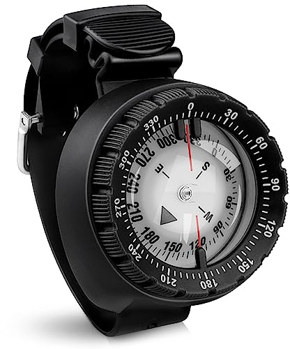 Tauchkompass, Professioneller wasserdichter 5ATM Tauchkompass mit TPU-Band für Outdoor-Sportarten, Tauchen, Segeln, Wandern, Survival-Notfall