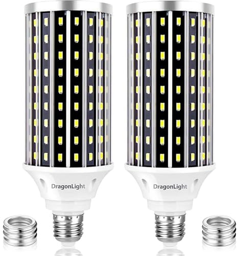 DragonLight 50W Superhelle Mais Licht LED Glühbirnen(Ersetzt 350Watt) - E27/E40 Edison LED Lampe - 6000K Kaltweiß 5000 Lumens für Gewerblichen Bereich Beleuchtung - Garage Werkstatt Büro Hof(2er-Pack)