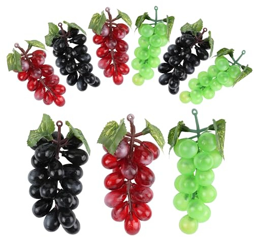 JSMTKJ 6 Stück Künstliche Trauben Deko | Lebensechte Gefälschte Trauben Künstliches Obst für Hochzeitsfest Dekoration Foto Requisiten (3 Farben)