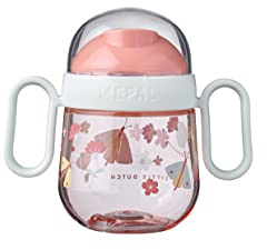 Mepal – Auslausicherer Antitropf-Trinklernbecher 2.0 – Ab 6 Monaten – Baby Trinkbecher – Spülmaschinengeeignet – BPA frei – 200ml – Flowers & Butterflies