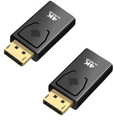 2 Stücke DisplayPort auf HDMI Adapter, 4K HDMI auf Displayport, DP Konverter, Universeller DP Adapter für PCs, Laptops, Monitore, Projektoren, Schnelle Plug & Play Installation, Kompakt und Tragbar